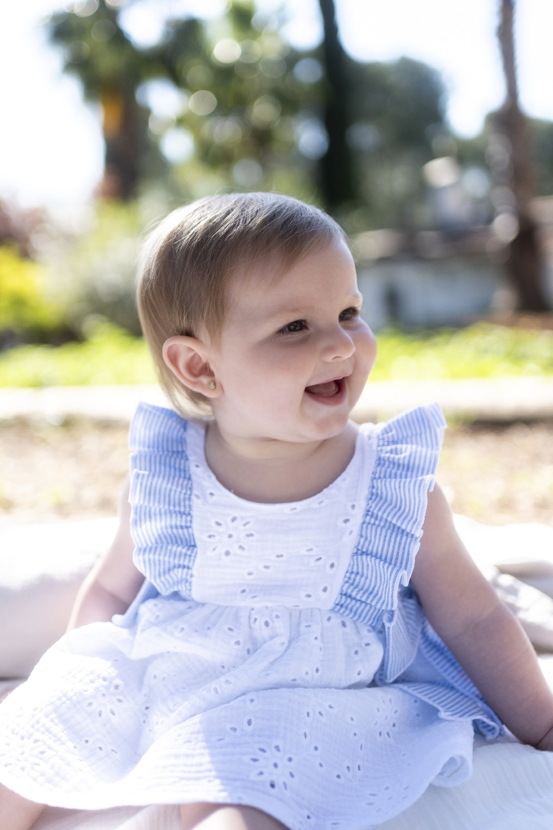 "Iris" White Broderie Anglaise Dress