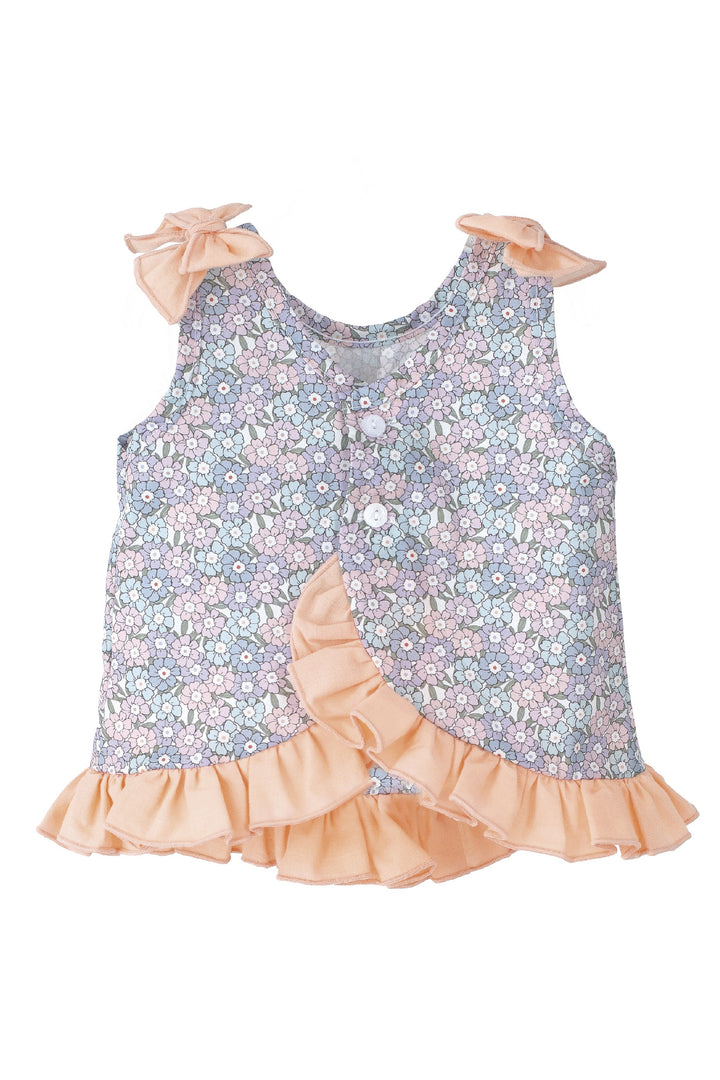 "Meadow" Peach & Lilac Floral Dress & Bloomers