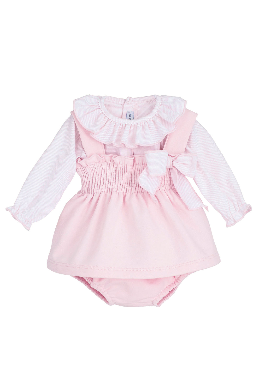 "Bea" Baby Pink Blouse, Dress & Bloomers