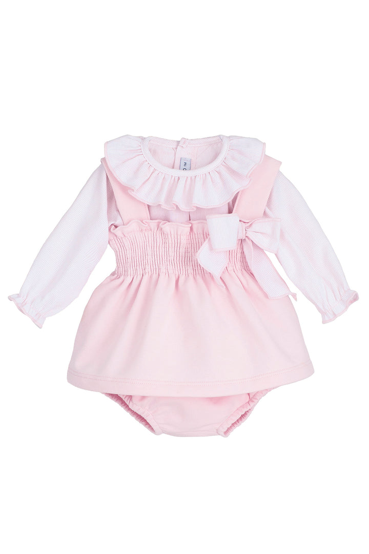 "Bea" Baby Pink Blouse, Dress & Bloomers