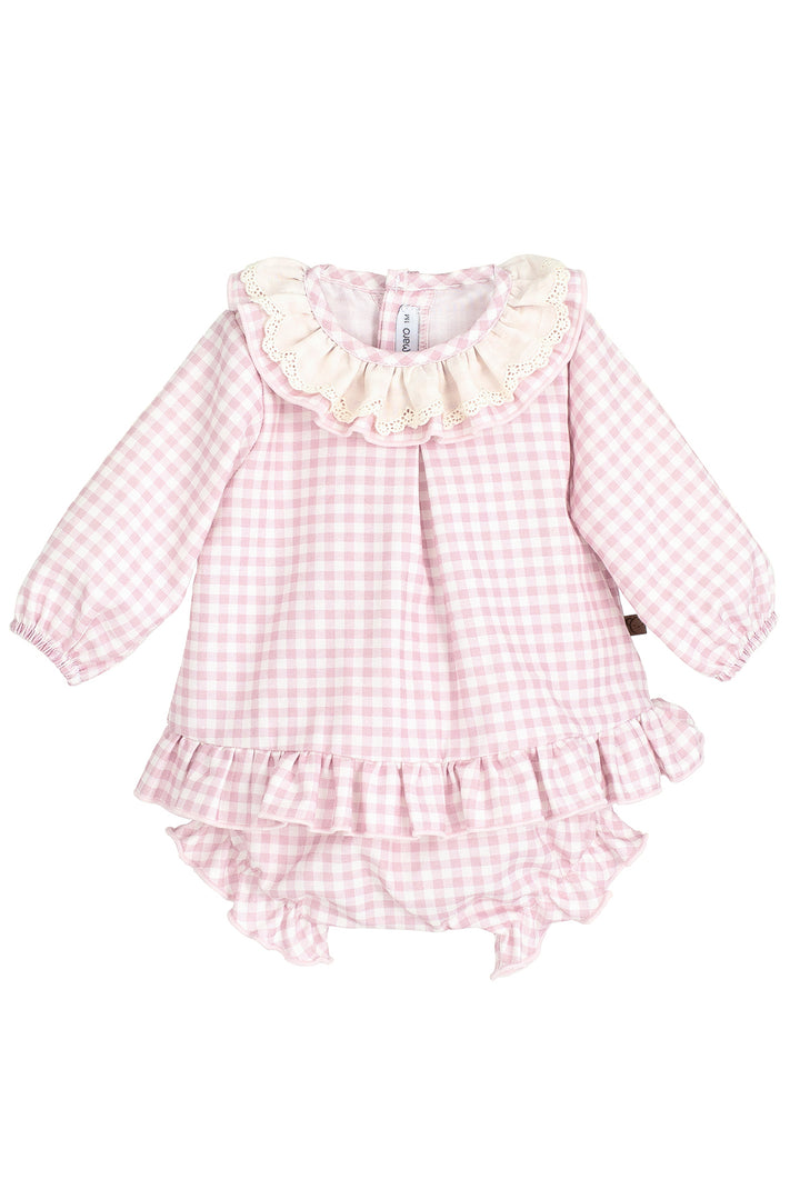"Maisie" Pale Pink Gingham Dress & Bloomers