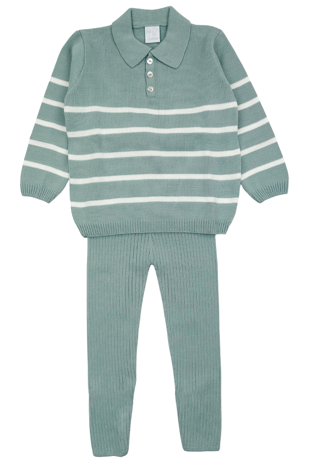 Granlei "Tommy" Sage Green Striped Knit Top & Leggings | Millie and John