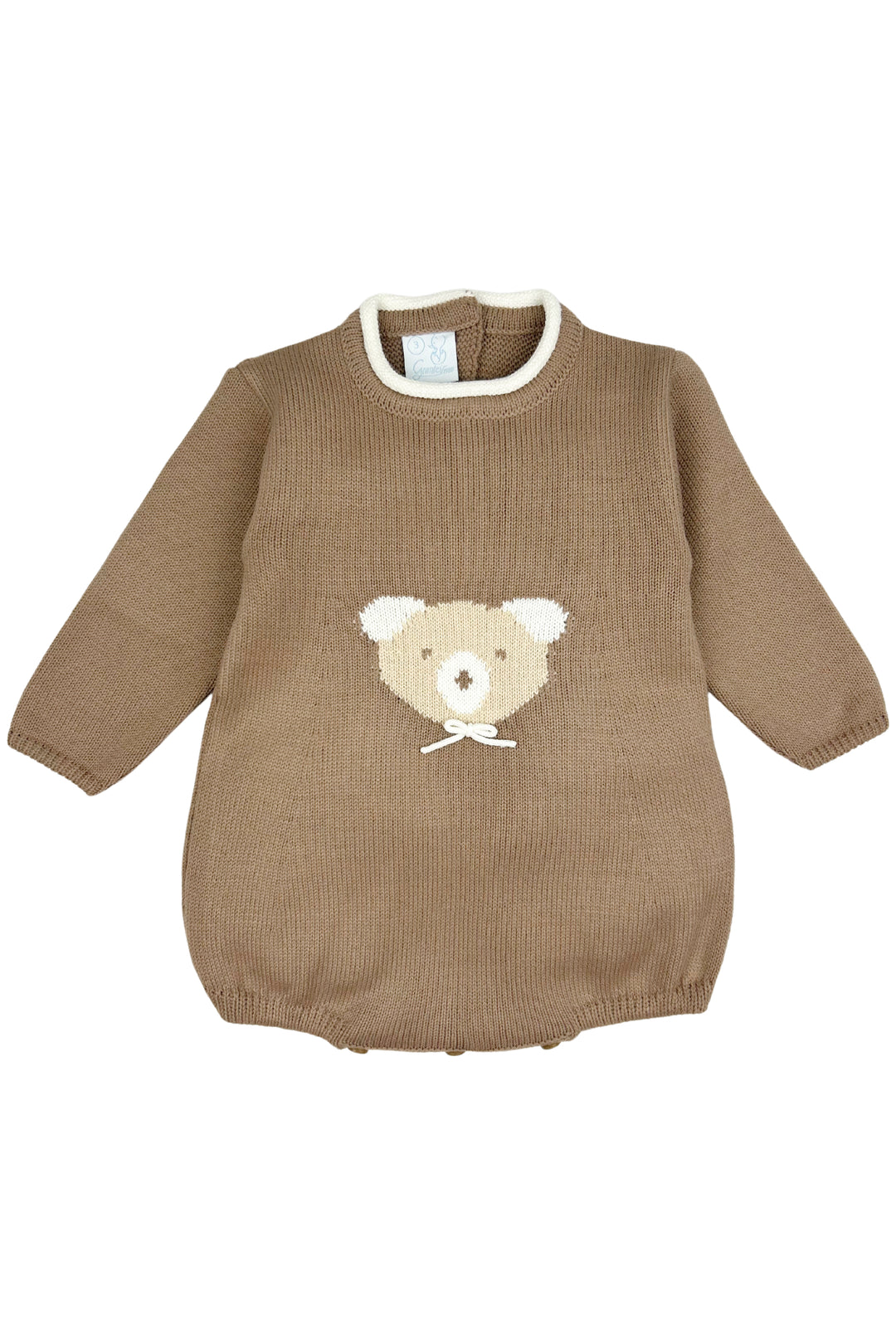 "Hugo" Caramel Brown Knit Bear Romper