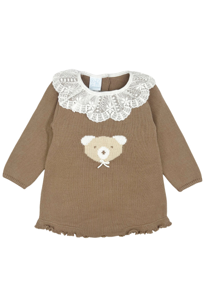 "Honey" Caramel Brown Knit Bear Romper