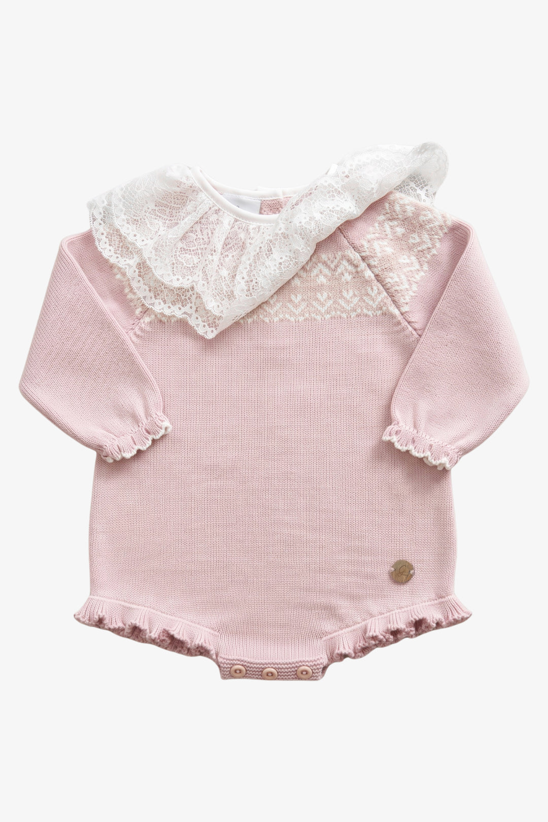"Ottilie" Dusky Pink Fair Isle Knitted Shortie