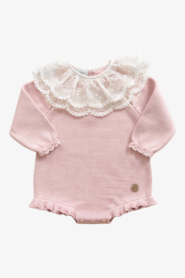 "Ottilie" Dusky Pink Fair Isle Knitted Shortie
