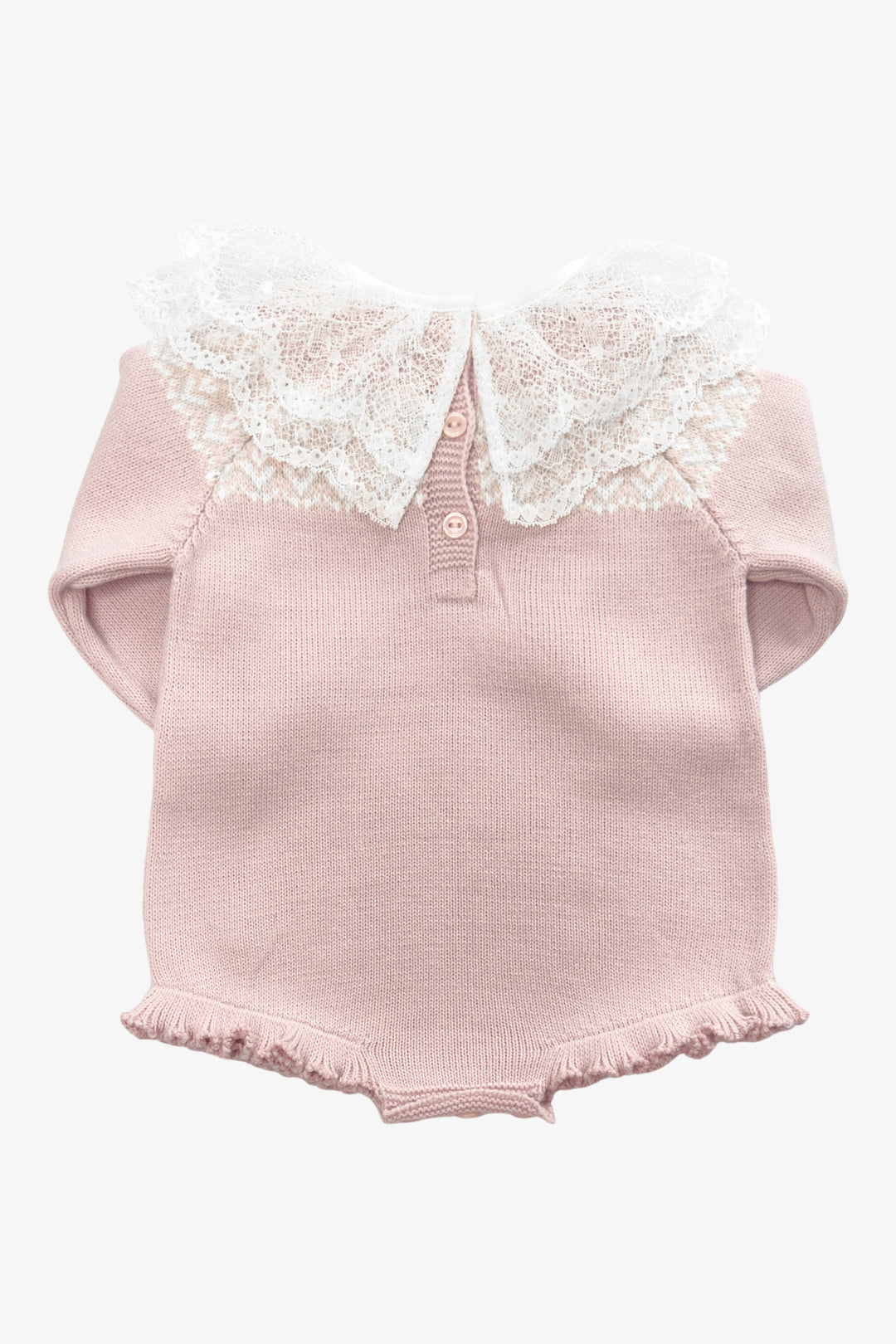 "Ottilie" Dusky Pink Fair Isle Knitted Shortie