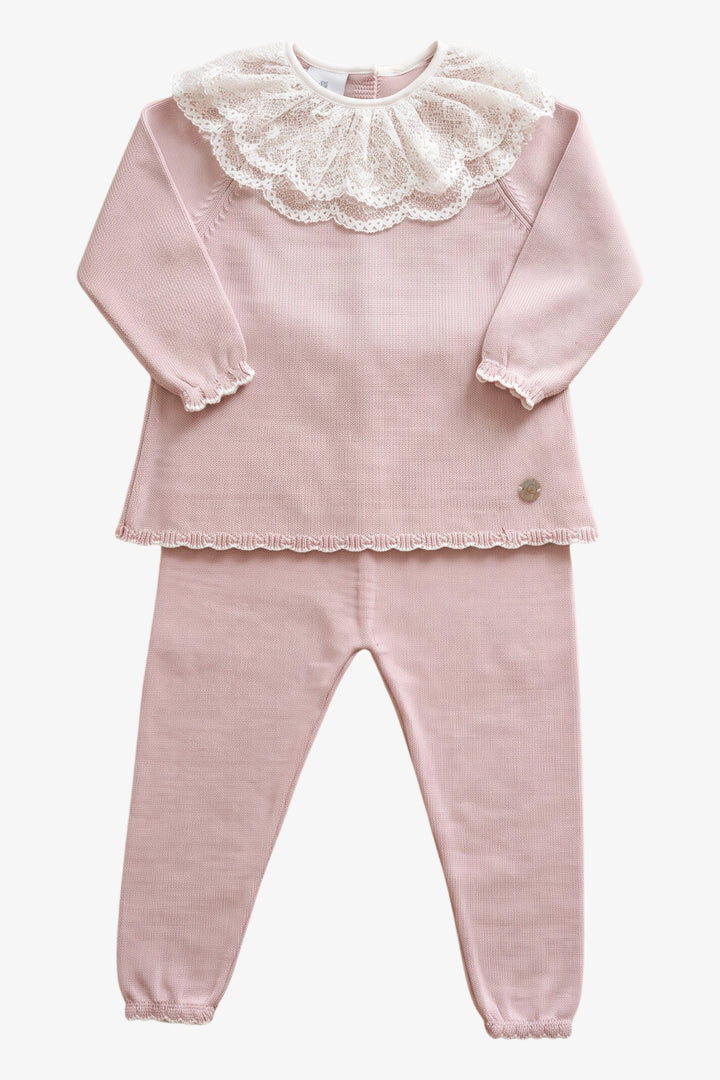 "Elodie" Dusky Pink Fair Isle Knitted Outfit