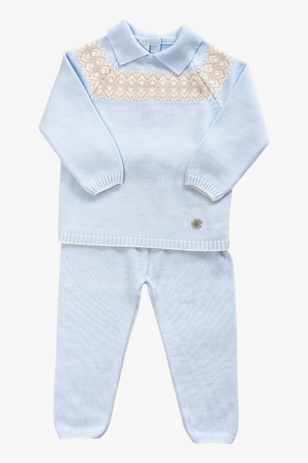 "Raffy" Baby Blue Fair Isle Knitted Outfit
