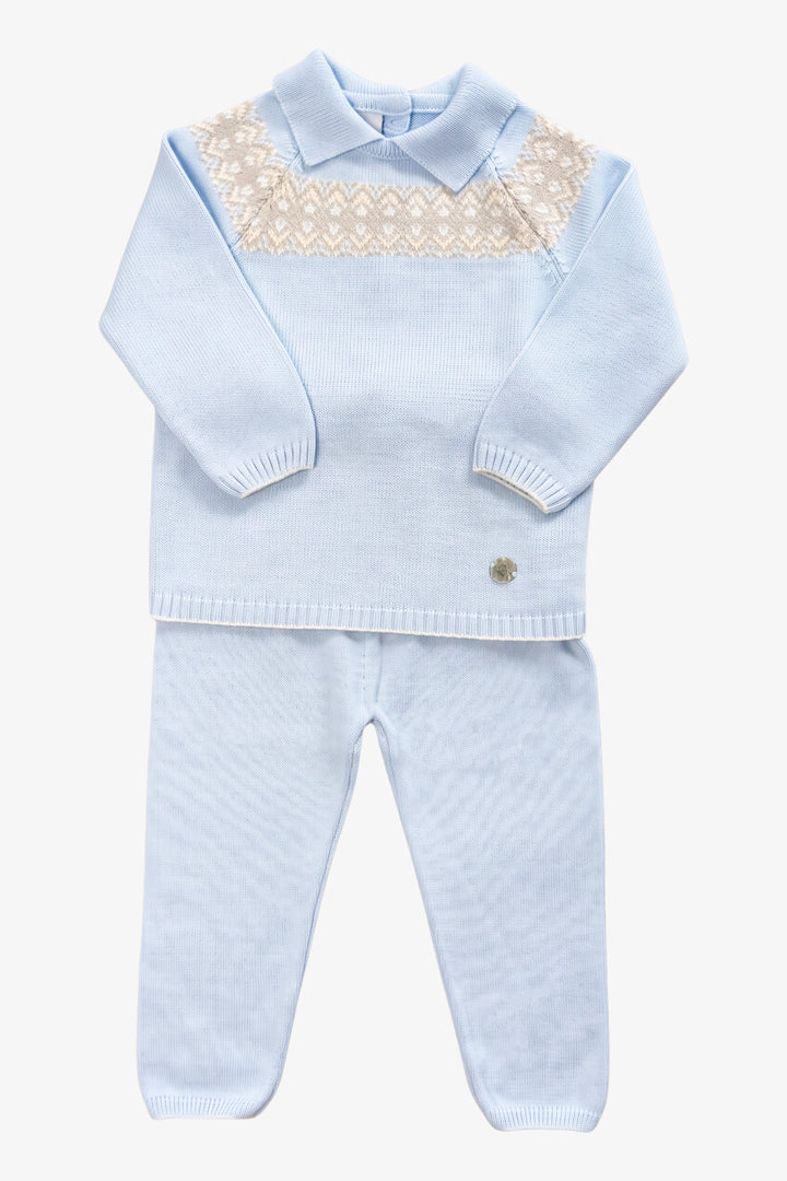 "Raffy" Baby Blue Fair Isle Knitted Outfit