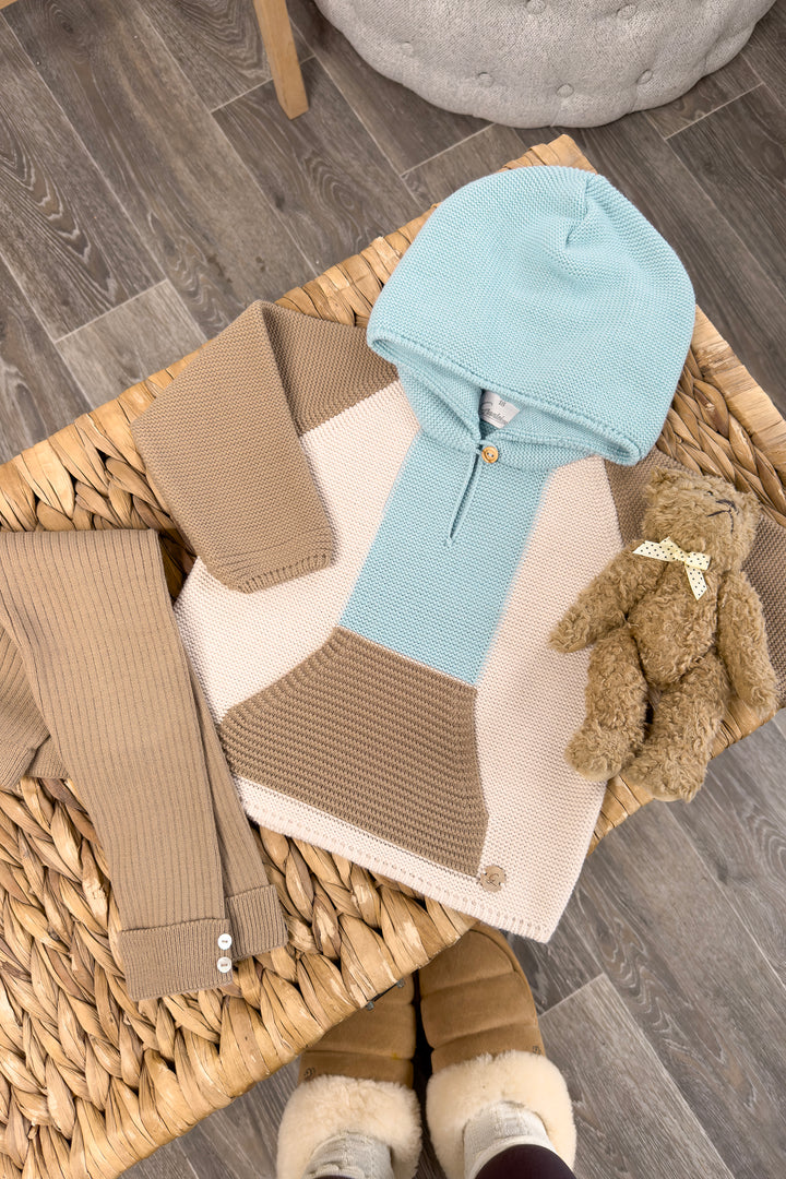 "Roman" Caramel, Cloud Blue & Stone Knit Hoodie & Leggings