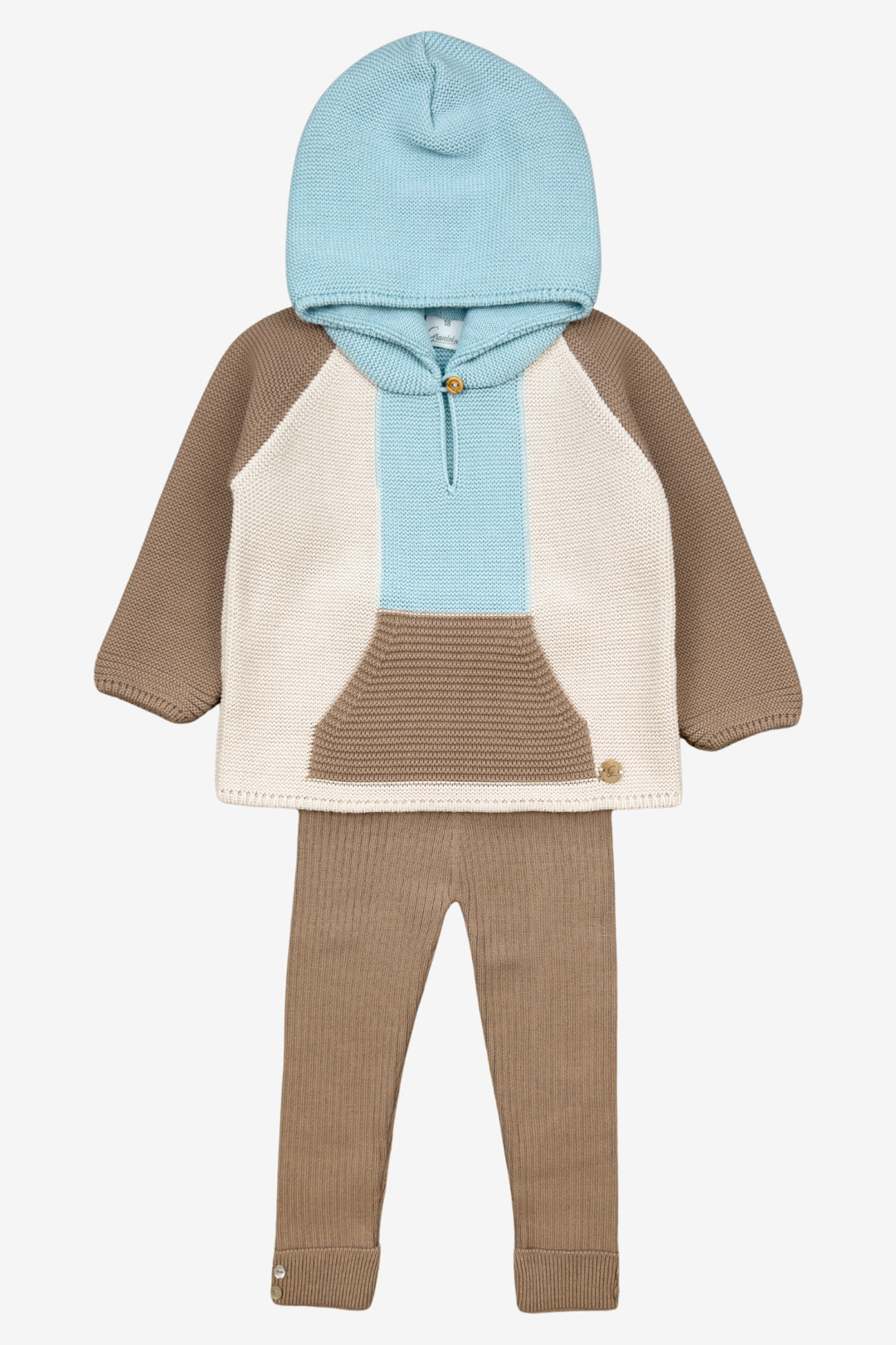 "Roman" Caramel, Cloud Blue & Stone Knit Hoodie & Leggings