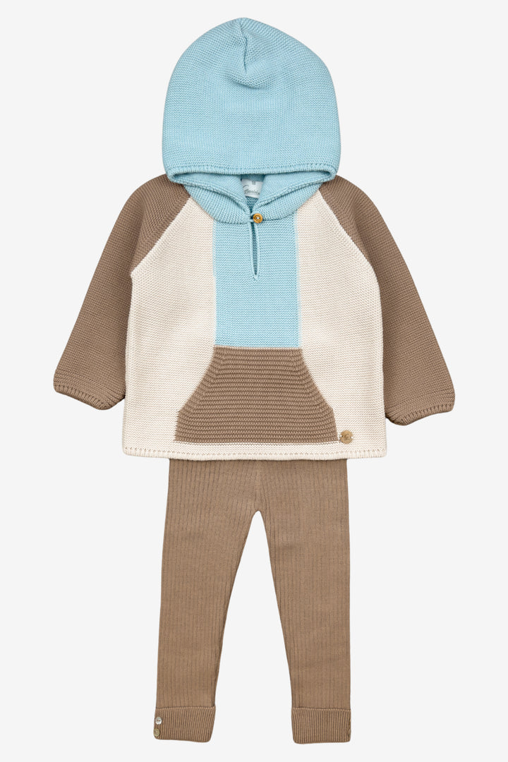 "Roman" Caramel, Cloud Blue & Stone Knit Hoodie & Leggings