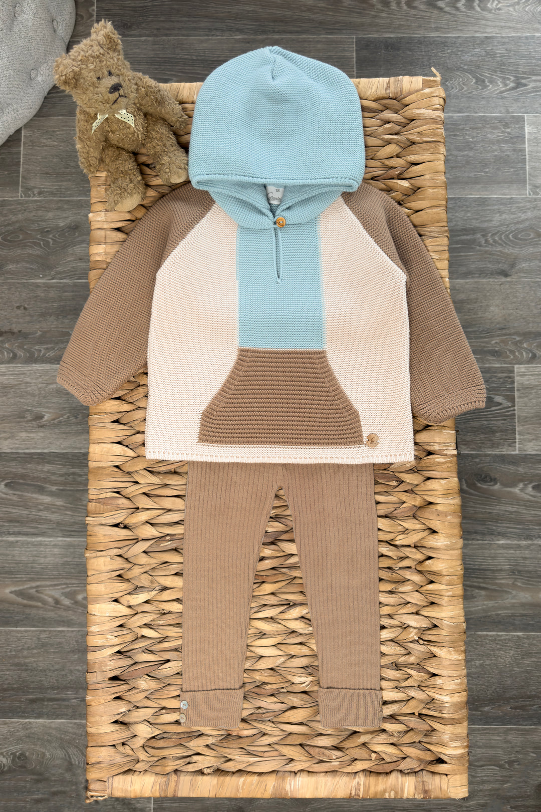 "Roman" Caramel, Cloud Blue & Stone Knit Hoodie & Leggings