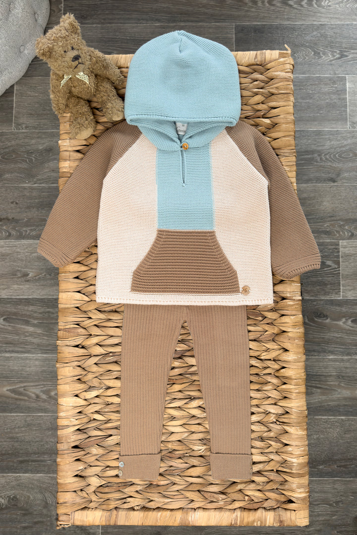 "Roman" Caramel, Cloud Blue & Stone Knit Hoodie & Leggings