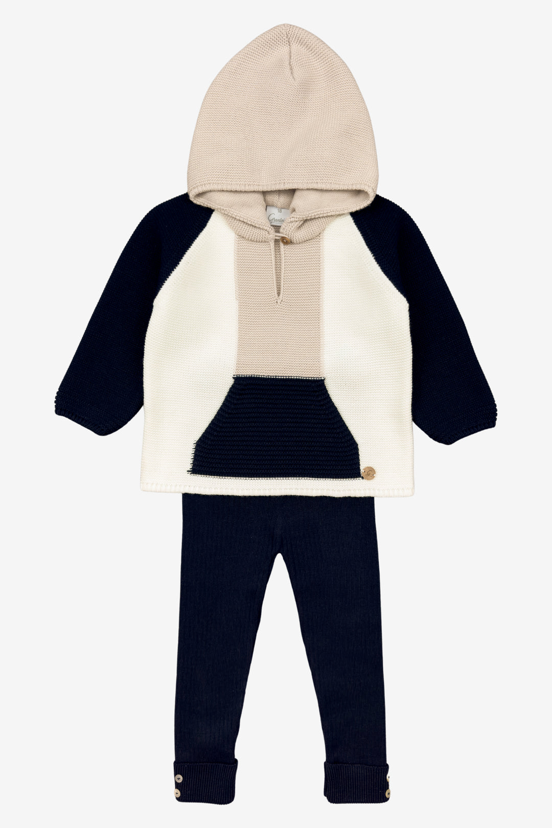 "Roman" Navy, Stone & Ivory Knit Hoodie & Leggings