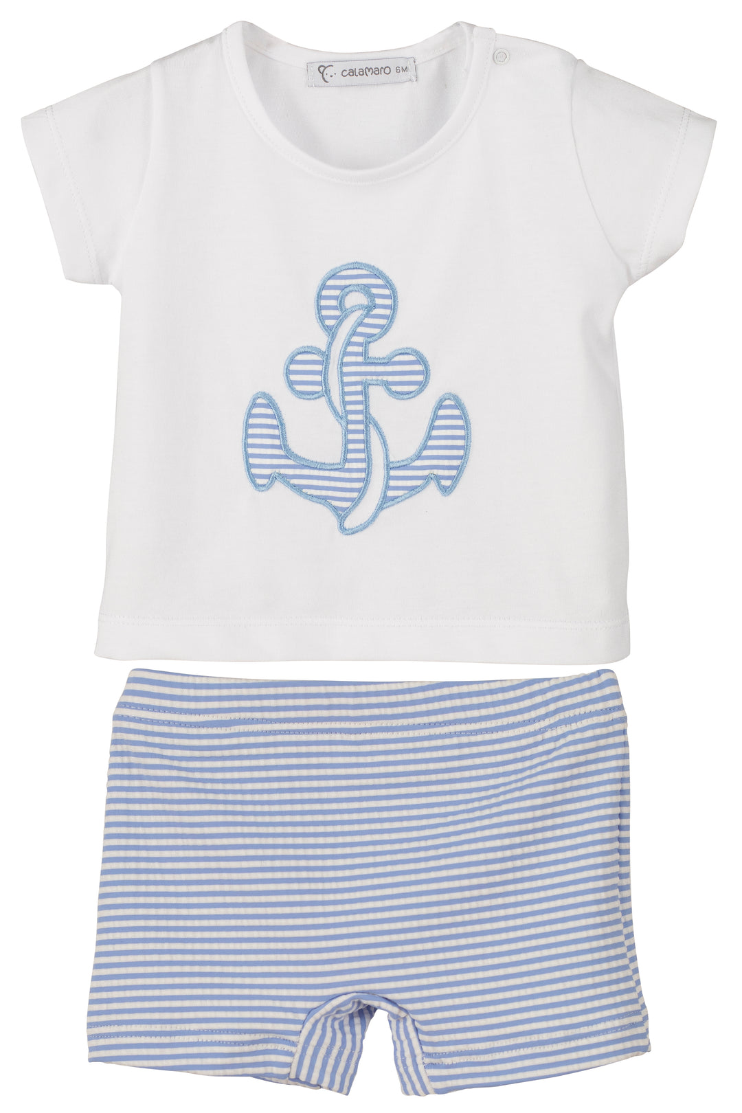 Calamaro PREORDER "Caleb" Blue Striped Anchor Swimwear | Millie and John
