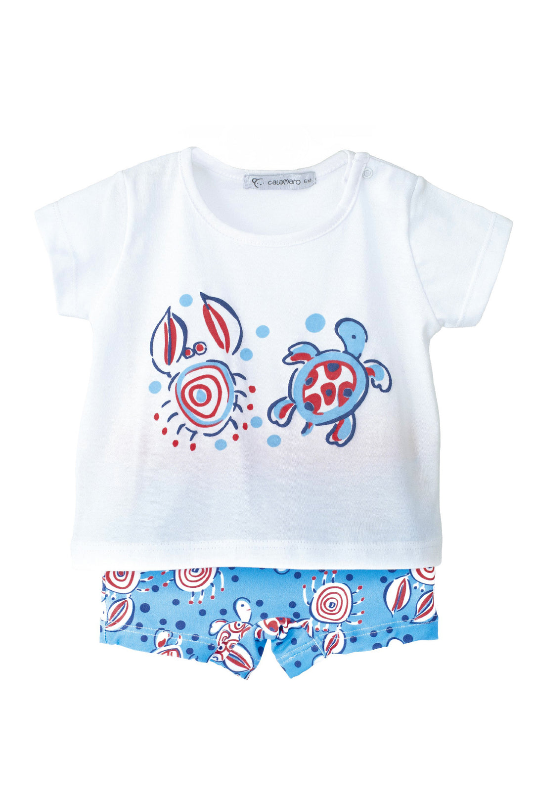 "Benedict" Blue & Red Turtle T-Shirt & Swim Shorts