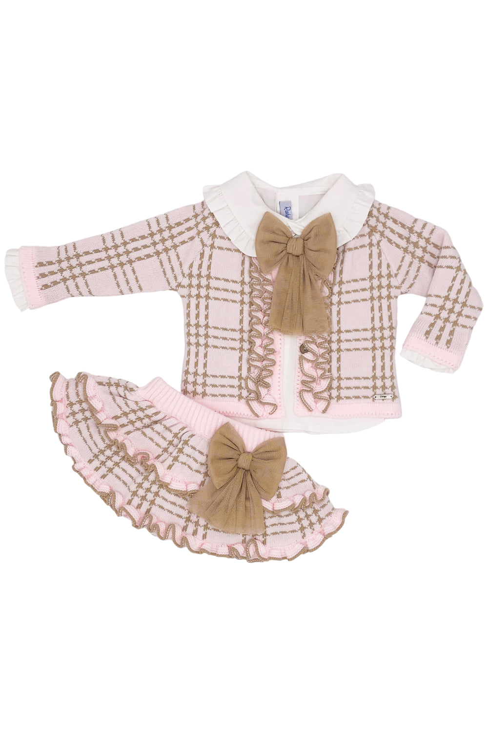 Rahigo "Madison" Pink & Camel Knit Skirt Set | Millie and John