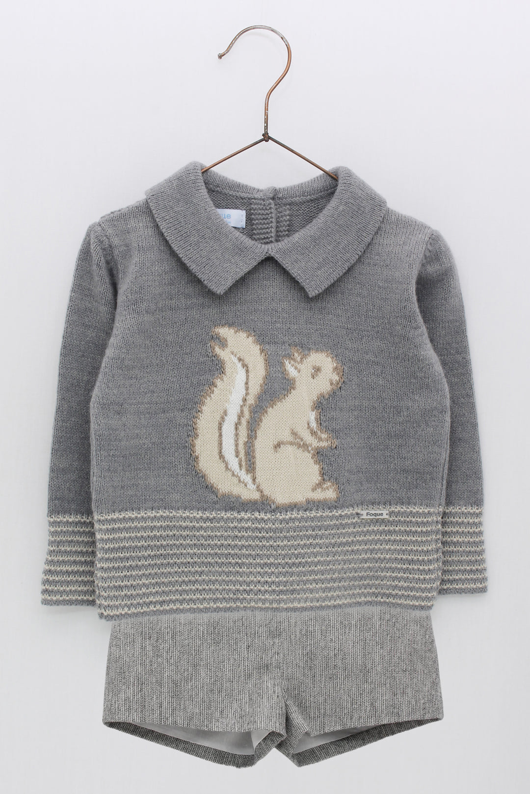 Foque PREORDER "Vincent" Grey Knit Squirrel Top & Shorts | Millie and John