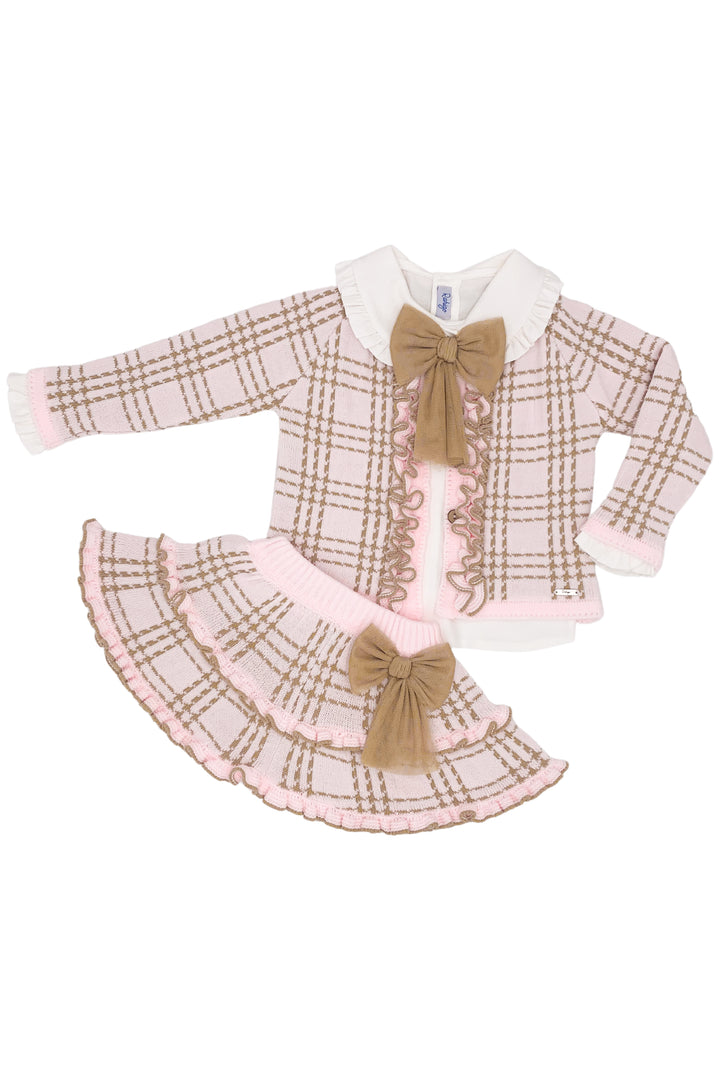 Rahigo "Valerie" Pink & Camel Knit Skirt Set | Millie and John