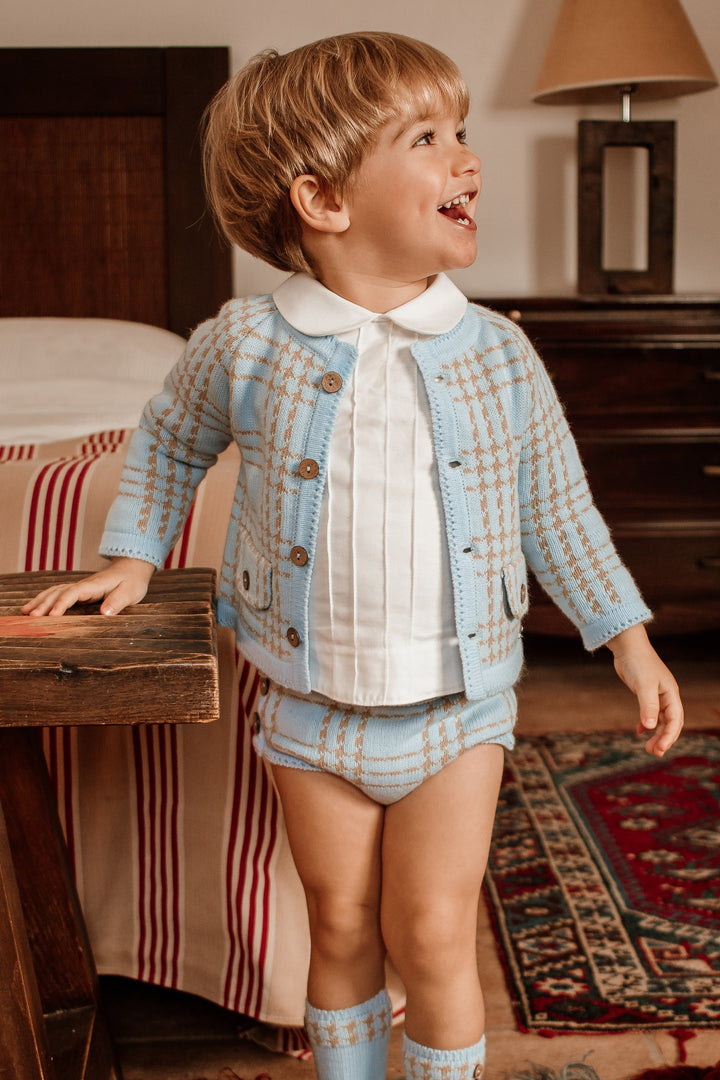 Rahigo "James" Blue & Camel Knit Outfit Set | Millie and John