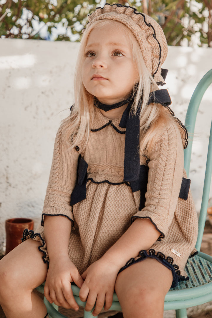 Rahigo PREORDER "Brianna" Camel & Navy Knit Dress | Millie and John