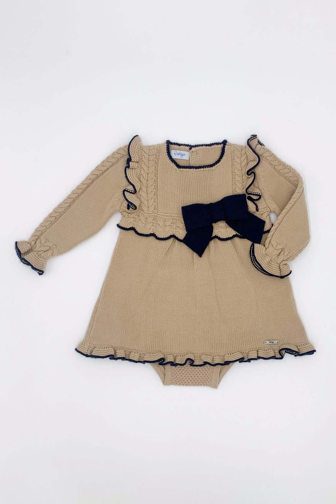 Rahigo PREORDER "Tammy" Camel & Navy Knit Dress | Millie and John