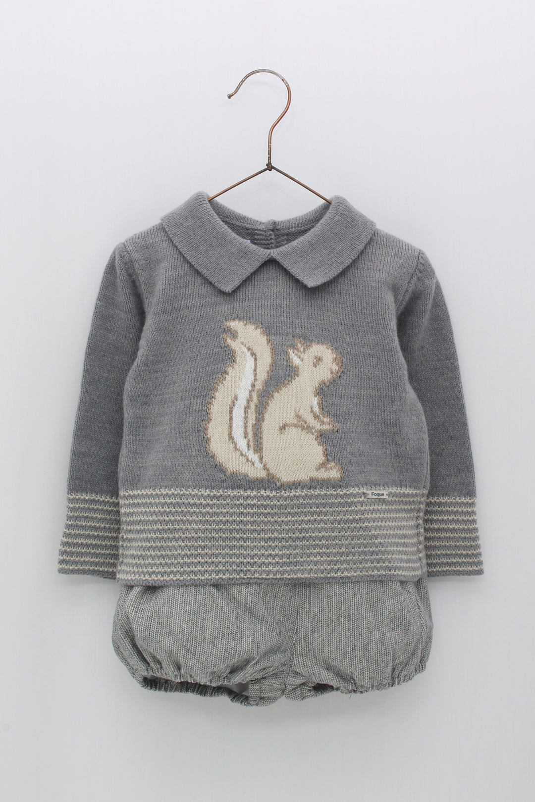 Foque PREORDER "Cecil" Grey Knit Squirrel Top & Jam Pants | Millie and John