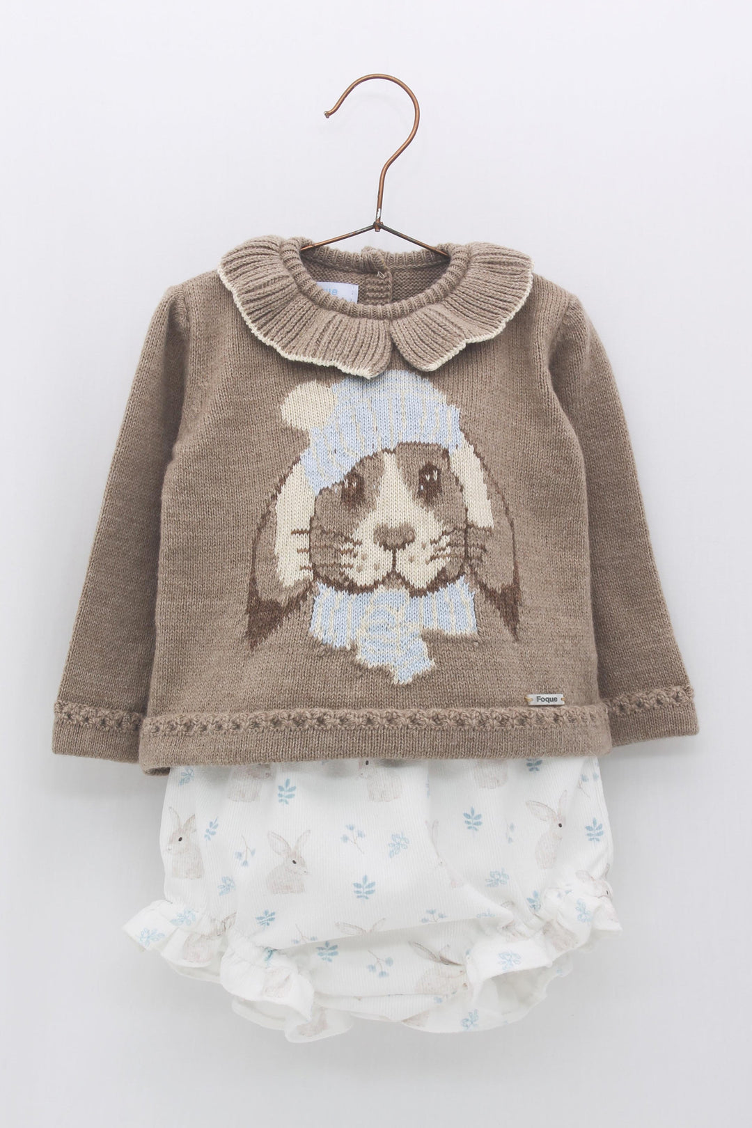 Foque "Faith" Taupe Knit Bunny Top & Bloomers | Millie and John