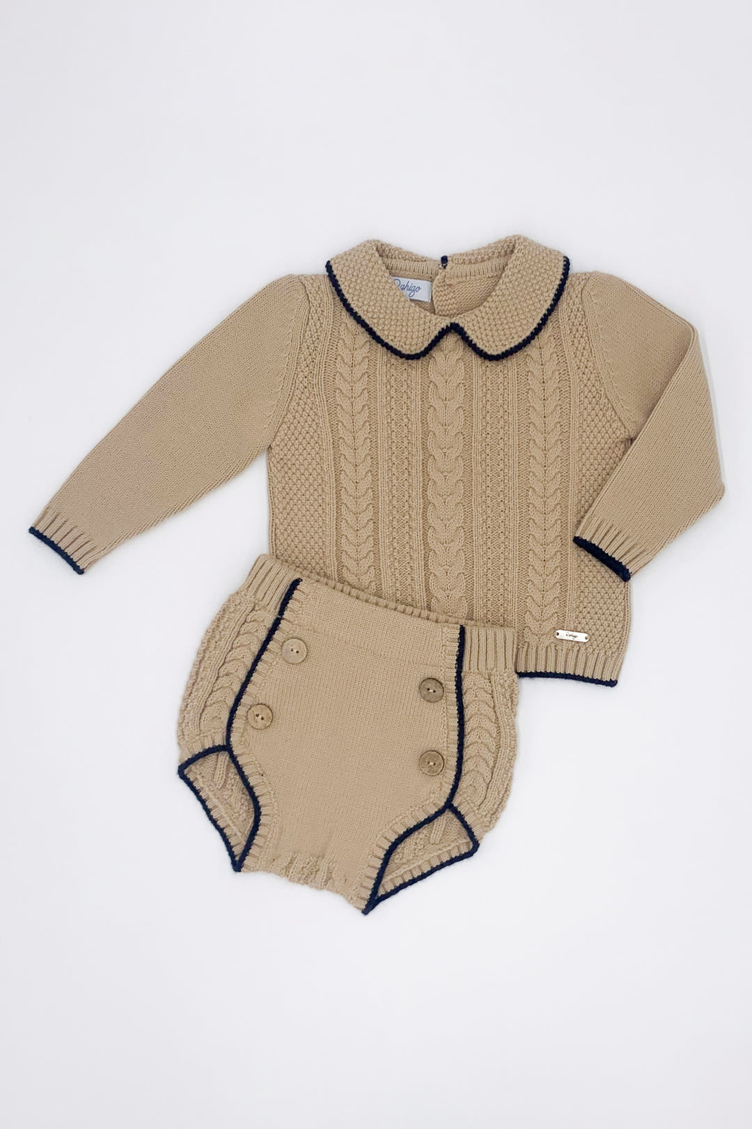 Rahigo PREORDER "Ernest" Camel & Navy Knit Top & Jam Pants | Millie and John