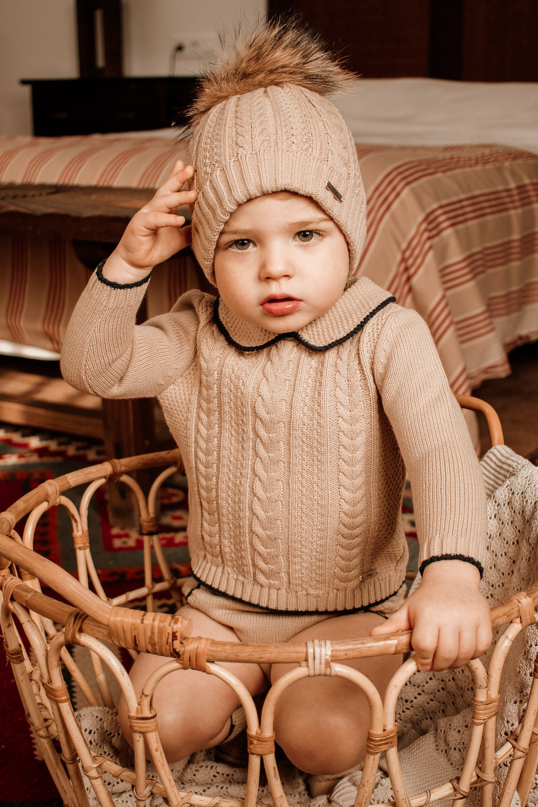 Rahigo PREORDER "Ernest" Camel & Navy Knit Top & Jam Pants | Millie and John