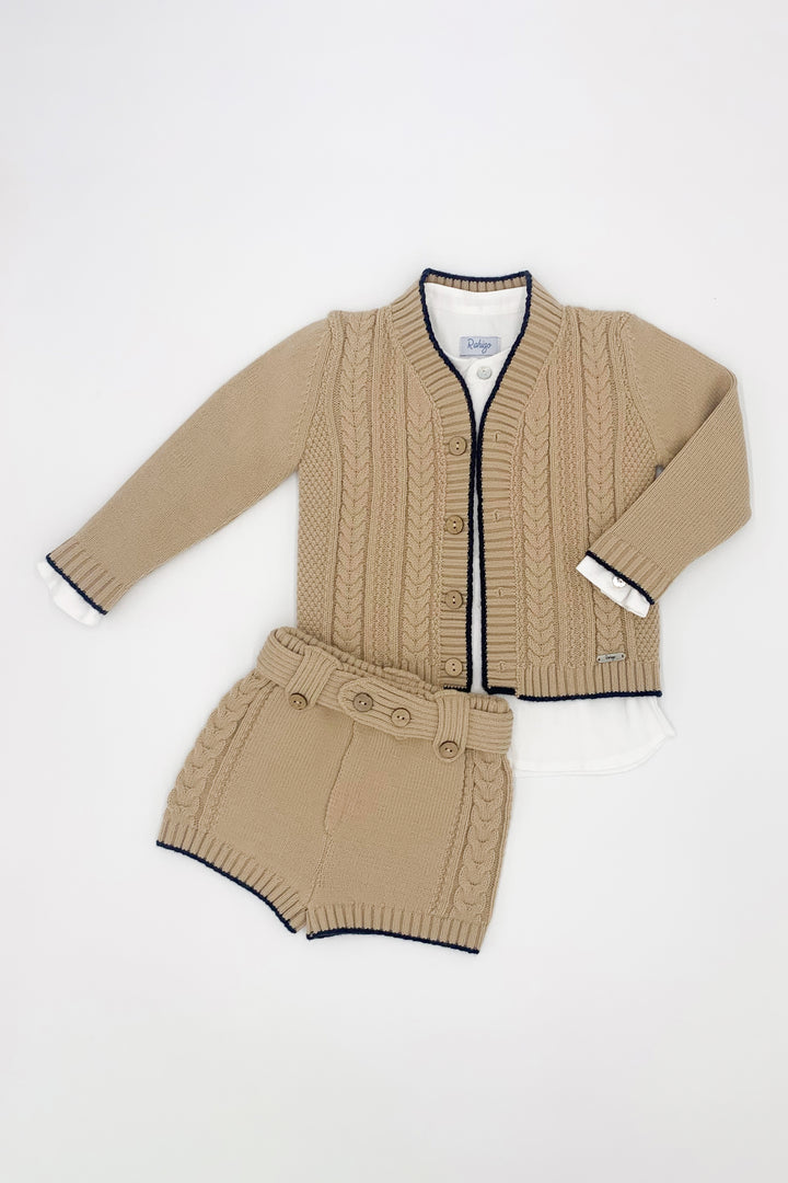Rahigo PREORDER "Alfie" Camel & Navy Knit Outfit Set | Millie and John