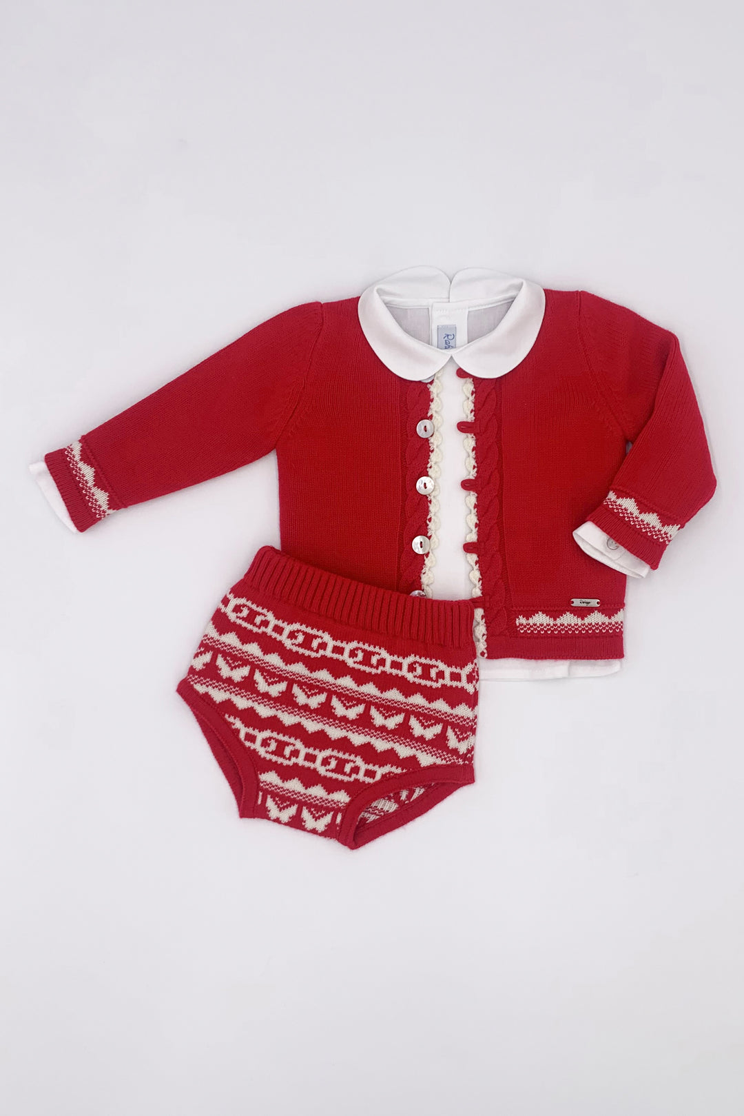 Rahigo PREORDER "Lucian" Red Knit Fair Isle Outfit Set | Millie and John