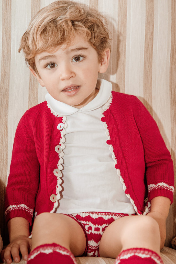 Rahigo PREORDER "Lucian" Red Knit Fair Isle Outfit Set | Millie and John