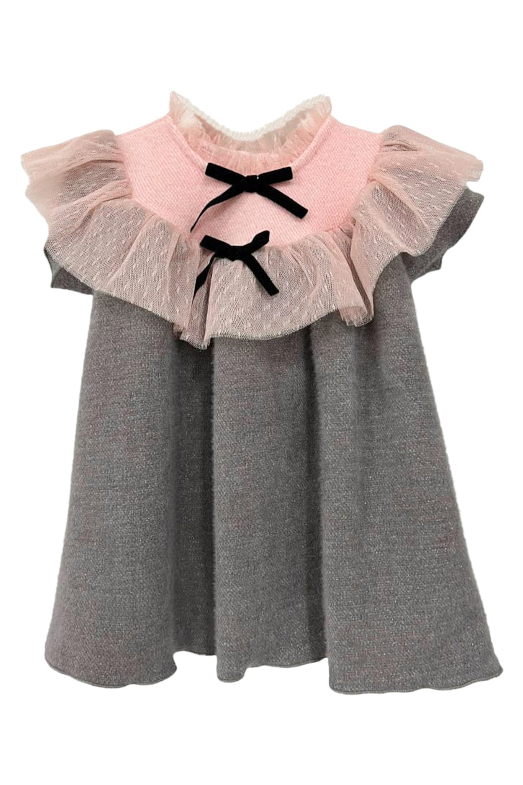Phi "Azalea" Grey & Pink Sparkly Tulle Dress | Millie and John
