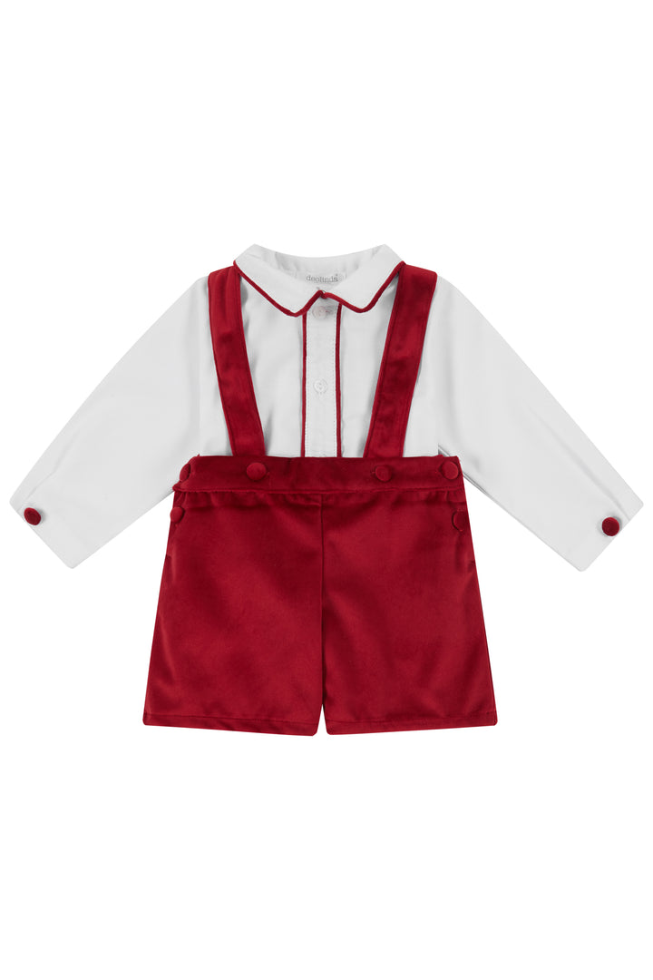 Deolinda "Chester" White Shirt & Red Velvet Shorts | Millie and John