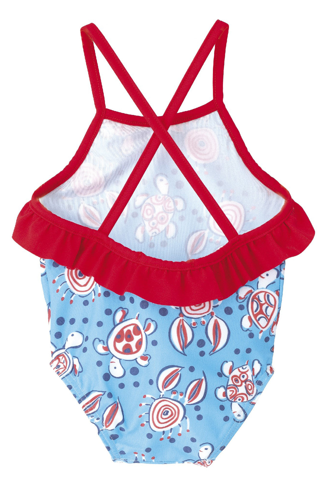 "Saffron" Blue & Red Turtle Swimsuit