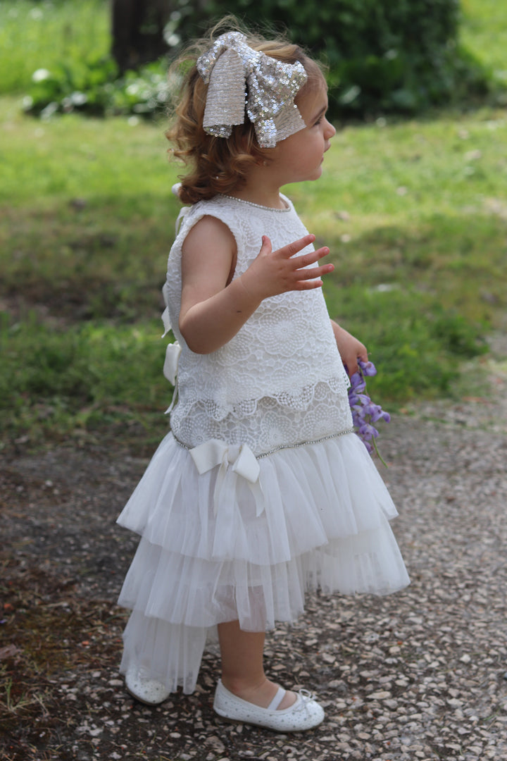 "Rae" White Lace Blouse & Tulle Skirt