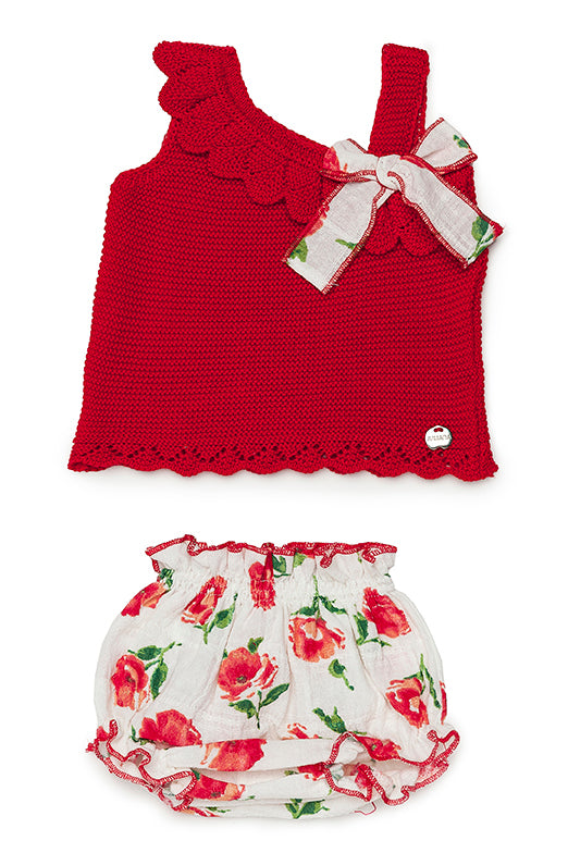 Juliana "Alyssa" Red Knit Top & Floral Bloomers | Millie and John