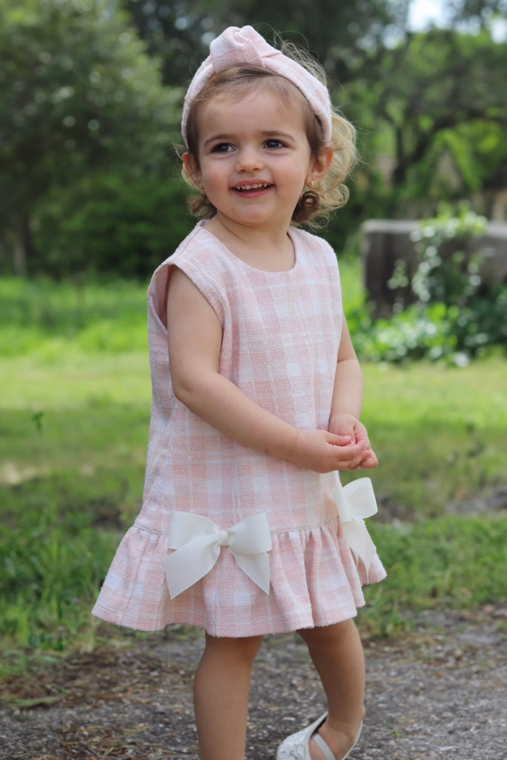 Phi "Elle" Pink Plaid Drop Waist Dress | Millie and John