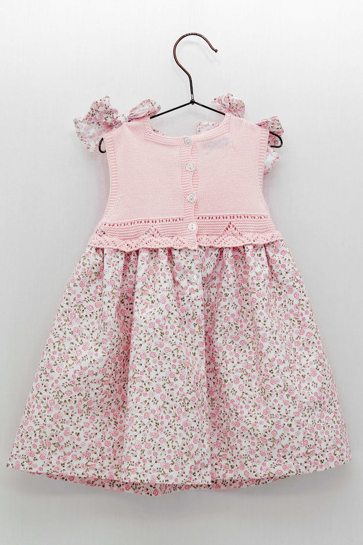 Foque "Dulcie" Pink Knit Floral Dress | Millie and John