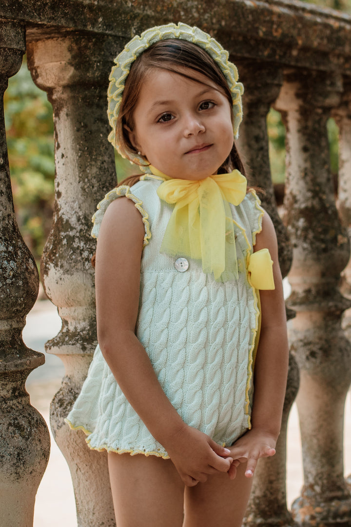 Rahigo PREORDER "Daisie" Mint & Lemon Knit Dress | Millie and John