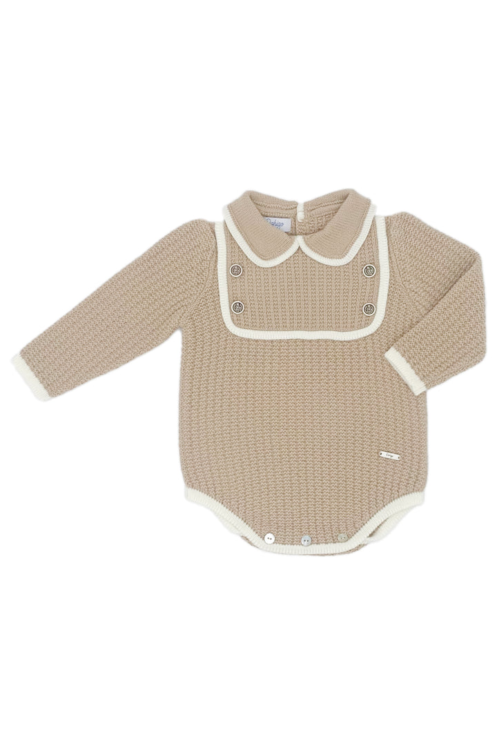 "Rocco" Camel & Cream Knit Romper