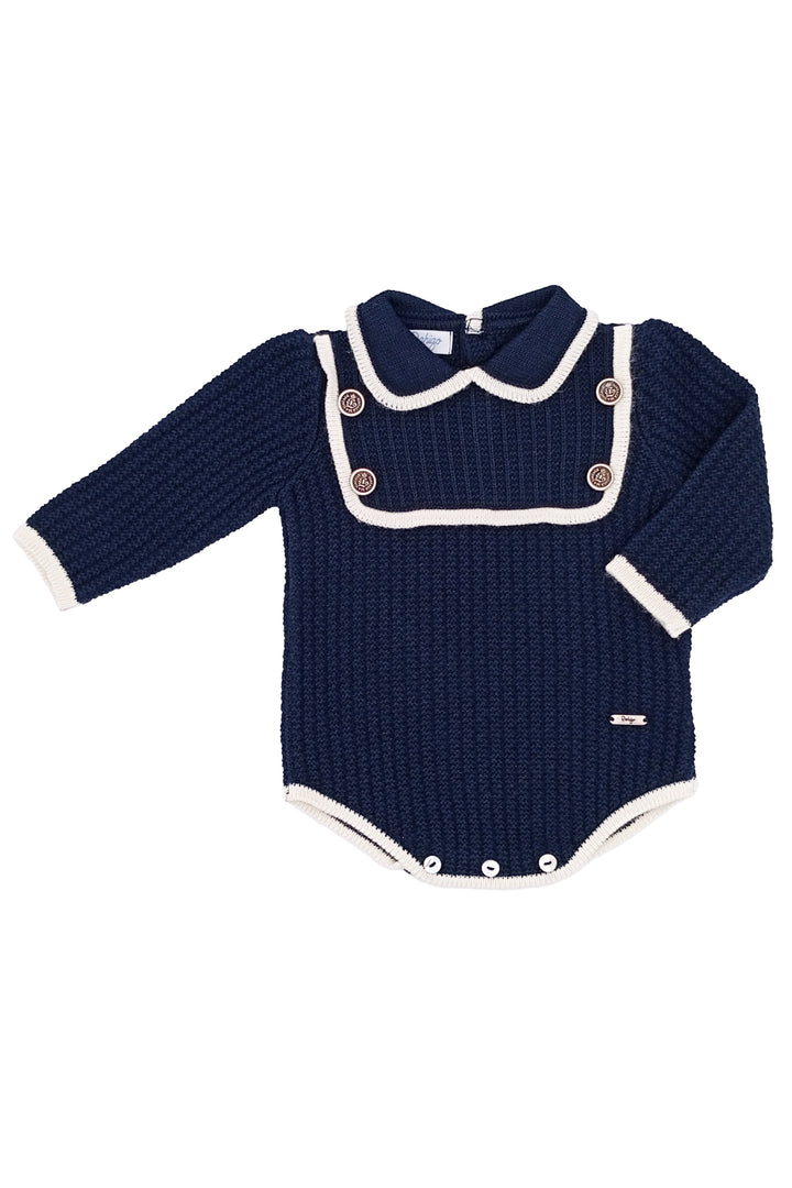 "Rocco" Navy & Cream Knit Romper