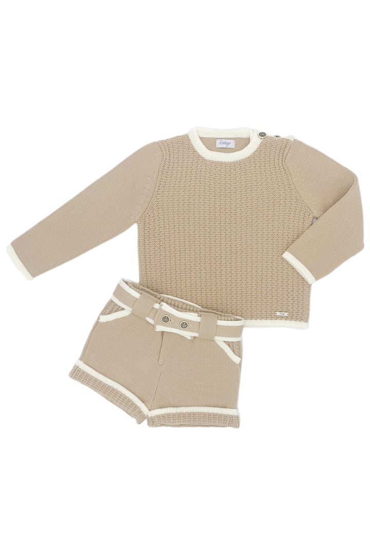 "Laiken" Camel & Cream Knit Jumper & Shorts