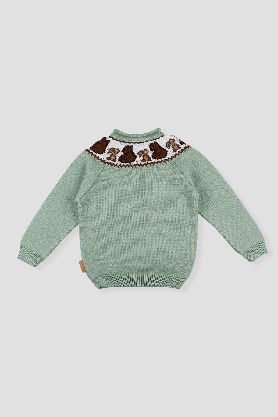 "Stevie" Sage Green Knit Bear Jumper