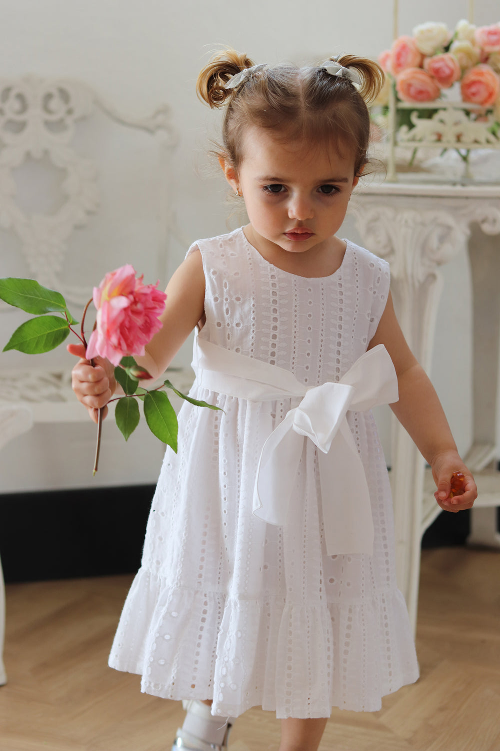 Phi "Addison" White Broderie Anglaise Dress | Millie and John