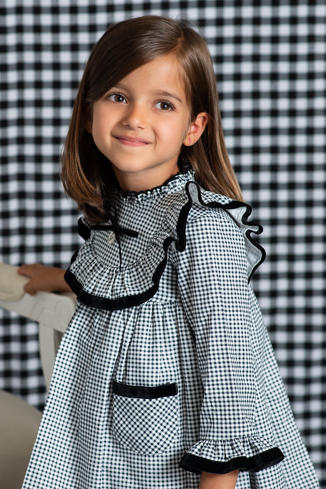 "Nora" Black Gingham Dress