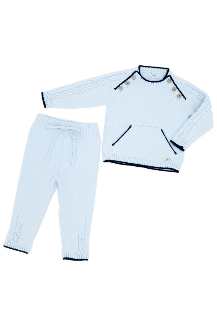 "Theo" Baby Blue & Navy Knit Tracksuit